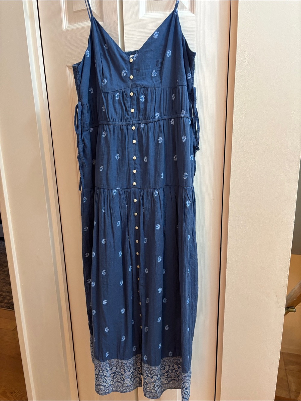 American Eagle Outfitters Navy Blue Floral Button-Front Maxi Dress